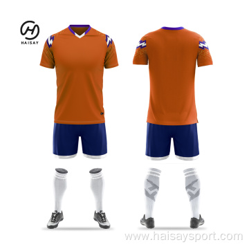 OEM ODM Football Jersey Custom Men Adult Orange Yellow Team Sublimation Full Breathable Quick Dry Soccer Jersey Football Set